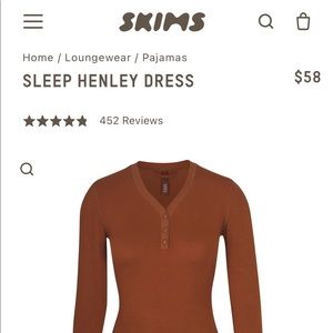 NWT SKIMS HENLEY SLEEP DRESS IN COCOA